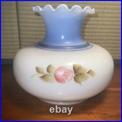 1 Vintage GWTW 6¾ Fitter Handpainted Floral Oil Electric Glass Dome Lamp Shade