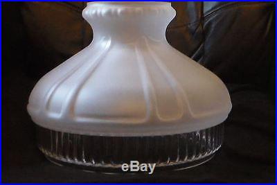 10 Clear Panel Satin Crystal Etched Glass Oil Kerosene Lamp Shade fits Aladdin