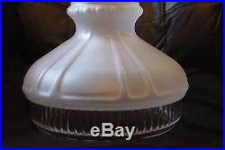 10 Clear Panel Satin Crystal Etched Glass Oil Kerosene Lamp Shade fits Aladdin
