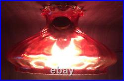 10 Glass Cranberry Dot Optic Student Oil Lamp Shade Tam-O-Shanter fits Aladdin