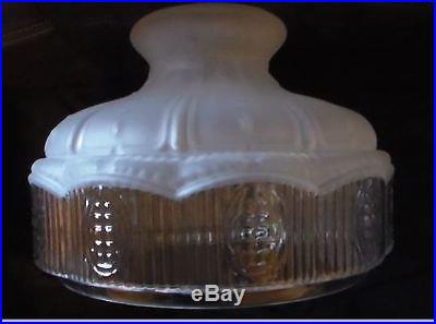 10 Glass Oil Kerosene Lamp Shade Satin Crystal Top & Clear Panels fits Aladdin