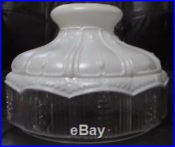 10 Glass Oil Kerosene Lamp Shade Satin White Top ClearCrystal Panel fit Aladdin