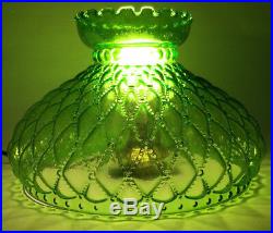 10 Green Oil Kerosene Glass Diamond Quilted Student Lamp Shade fits Aladdin 405