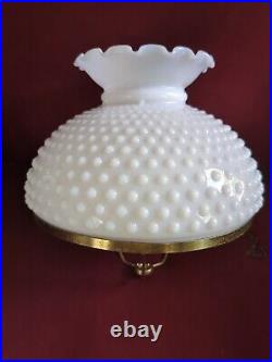 10 Hobnail White Milk Glass Replacement Lamp Shade with metal holder
