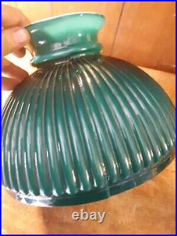 10 Inch Fitter Ribbed Lamp Shade Green Cased Glass Aladdin Coleman