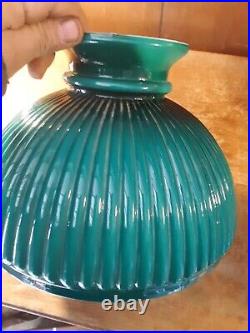 10 Inch Fitter Ribbed Lamp Shade Green Cased Glass Aladdin Coleman