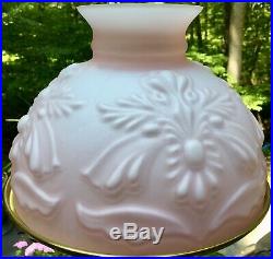 10 Student Oil Lamp Cased Embossed Satin Glass Shade For Aladdin, Rayo, B&h