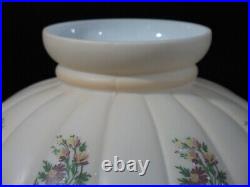 10 Vintage Melon Glass Hurricane Oil Lamp Shade Floral Pattern