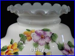 10 Vintage Milk White Milk Glass Hurricane Oil/Elec Lamp Shade Floral Prints