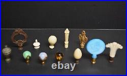 12 Vintage to Antique Lamp Finials, Some Glass, Some Plastic, Aladdin, other