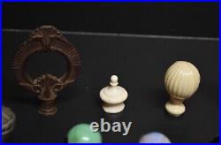 12 Vintage to Antique Lamp Finials, Some Glass, Some Plastic, Aladdin, other