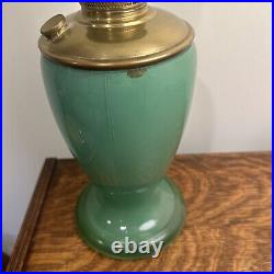 1230 Aladdin Green Venetian Art Craft 10 1/4 Vase Glass Lamp Model 12