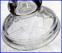 1800's ANTIQUE Clear VICTORIAN Glass 8-POINTED STAR BASE Kerosene OIL LAMP