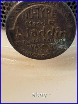 1800s ALADDIN OIL LAMPLINCOLN DRAPEANTIQUE Model B Pale Pink-Cream ALACITE