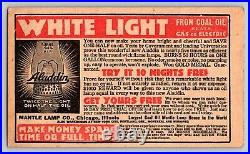 1910s White Light Aladdin Kerosene Mantle Lamp Company Chicago Advert Postcard
