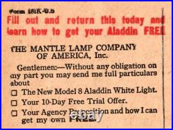 1910s White Light Aladdin Kerosene Mantle Lamp Company Chicago Advert Postcard
