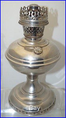 1913 14 Aladdin Model 5 Nickle Plated Oil Kerosene Table Lamp #5 Flame Spreader