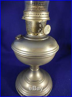 1918 Aladdin Kerosene Lamp With Original Shade Brushed Nickle Finish