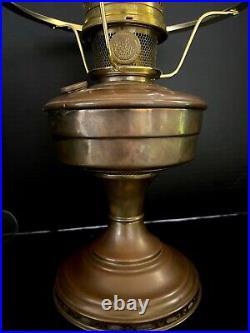 1920's Aladdin Model 12 Brass Oil Lamp With Milk Glass Shade