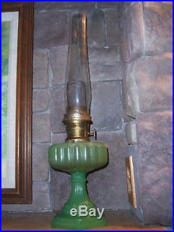 1930's ALADDIN CATHEDRAL GREEN JADITE KEROSENE LAMP