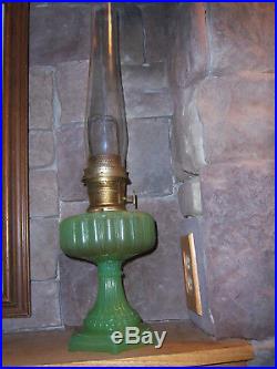 1930's ALADDIN CATHEDRAL GREEN JADITE KEROSENE LAMP