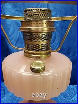 1930's Aladdin Rose Moonstone Corinthian Model B Oil Kerosene Melon Shade Lamp