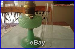 1930s ALADDIN GREEN MOONSTONE QUILT Pattern OIL LAMP B-86 FREE SHIPPING