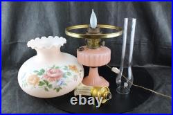 1930s Aladdin Rose Moonstone Oil Lamp Electric Conversion