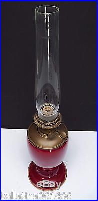 1931-32 Aladdin RED Venetian Art-Craft Vase Oil / Kerosene Lamp & Chimney