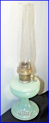 1932 33 Aladdin Venetian Green Painted Moonstone Jade Kerosene Oil Table Lamp