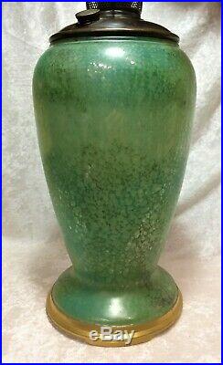 1932 Aladdin Art Glass Venetian Vase Lamp Model #12 Green Cat #1243
