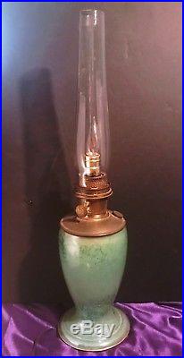 1932 Aladdin Venetian Art Glass Vase Lamp Model #12 Green Cat #1243-electrified