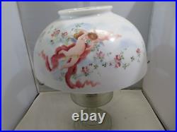 1933 Aladdin Colonial Clear Glass Oil Lamp Model B Burner Chimney& Cherub Shade