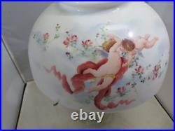 1933 Aladdin Colonial Clear Glass Oil Lamp Model B Burner Chimney& Cherub Shade