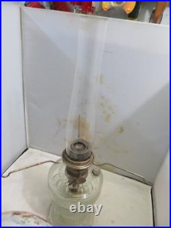 1933 Aladdin Colonial Clear Glass Oil Lamp Model B Burner Chimney& Cherub Shade