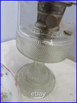 1933 Aladdin Colonial Clear Glass Oil Lamp Model B Burner Chimney& Cherub Shade