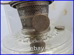 1933 Aladdin Colonial Clear Glass Oil Lamp Model B Burner Chimney& Cherub Shade