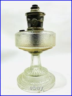 1933-b104 Antique Aladdin Colonial Clear Beta Crystal Hobnail Kerosene Oil Lamp