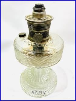1933-b104 Antique Aladdin Colonial Clear Beta Crystal Hobnail Kerosene Oil Lamp