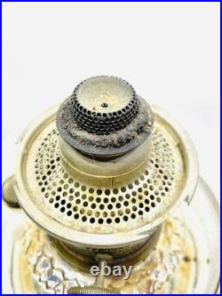 1933-b104 Antique Aladdin Colonial Clear Beta Crystal Hobnail Kerosene Oil Lamp