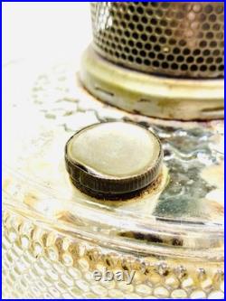 1933-b104 Antique Aladdin Colonial Clear Beta Crystal Hobnail Kerosene Oil Lamp