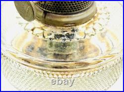 1933-b104 Antique Aladdin Colonial Clear Beta Crystal Hobnail Kerosene Oil Lamp