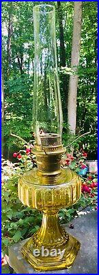 1934 ALADDIN CATHEDRAL 109 Amber Nu-Type B BURNER Satin Glass Shade