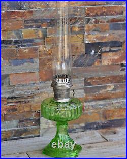 1934 Aladdin Cathedral 108 Green Crystal Lamp WithAladdin Chimney Uranium