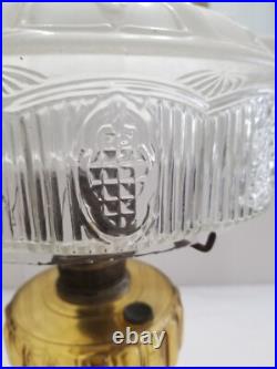 1934 Amber Aladdin Cathedral Oil Lamp Style #109 Model B Burner 501 Shade