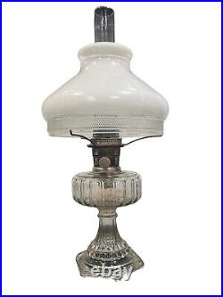 1934 Crystal Aladdin Oil Lamp Vintage Glass Kerosene Lantern, COMPLETE