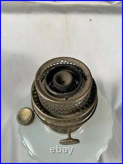 1935 ALADDIN Model B124 White Moonstone Black Foot Corinthian Kerosene Oil Lamp