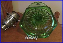 1935 Aladdin B-102 Green Beta Crystal Kerosene Mantle Lamp with shade