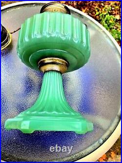 1936 ALADDIN MODEL B-115 JADITE MOONSTONE JADE GREEN CORINTHIAN OIL LAMP w SHADE