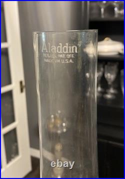 1936 Aladdin B-104 Corinthian Clear/Black Oil Lamp WithNu-Type B Burner & Chimney